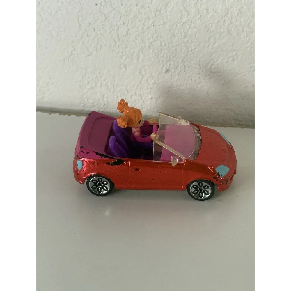 Polly Pocket Red #11 2007 Convertible Die Cast Vehicle with Driver Figure